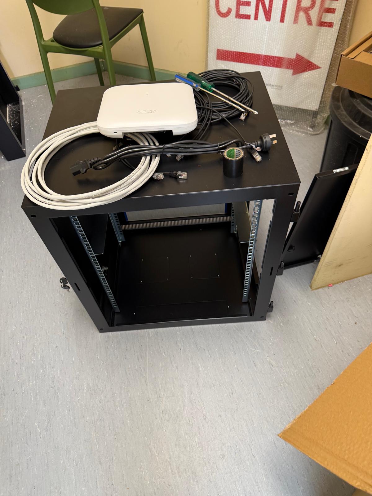 Portable rack with Juniper AP and tools