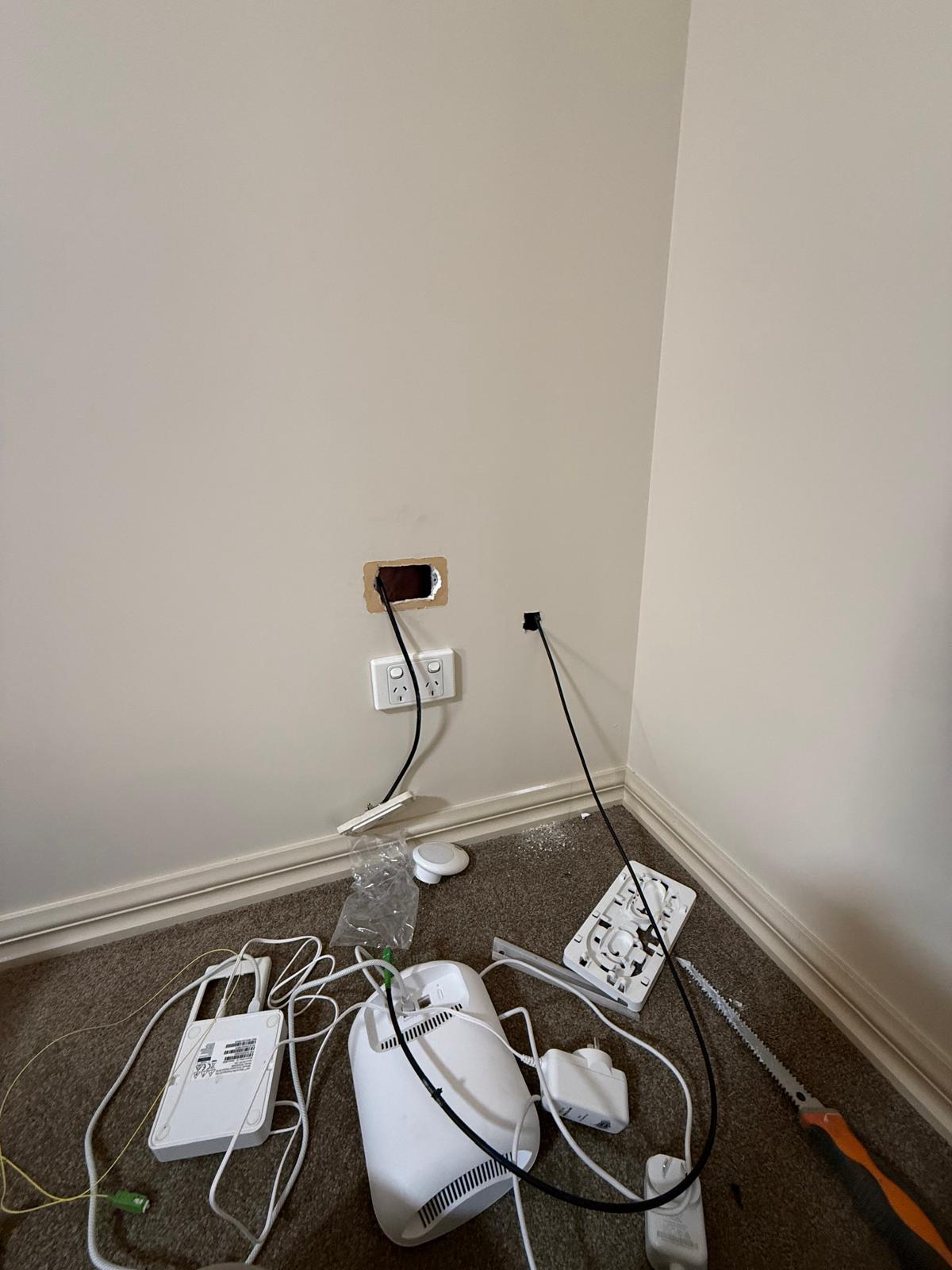 FTTP upgrade pre-wiring with wall plate by licensed ACMA cabler