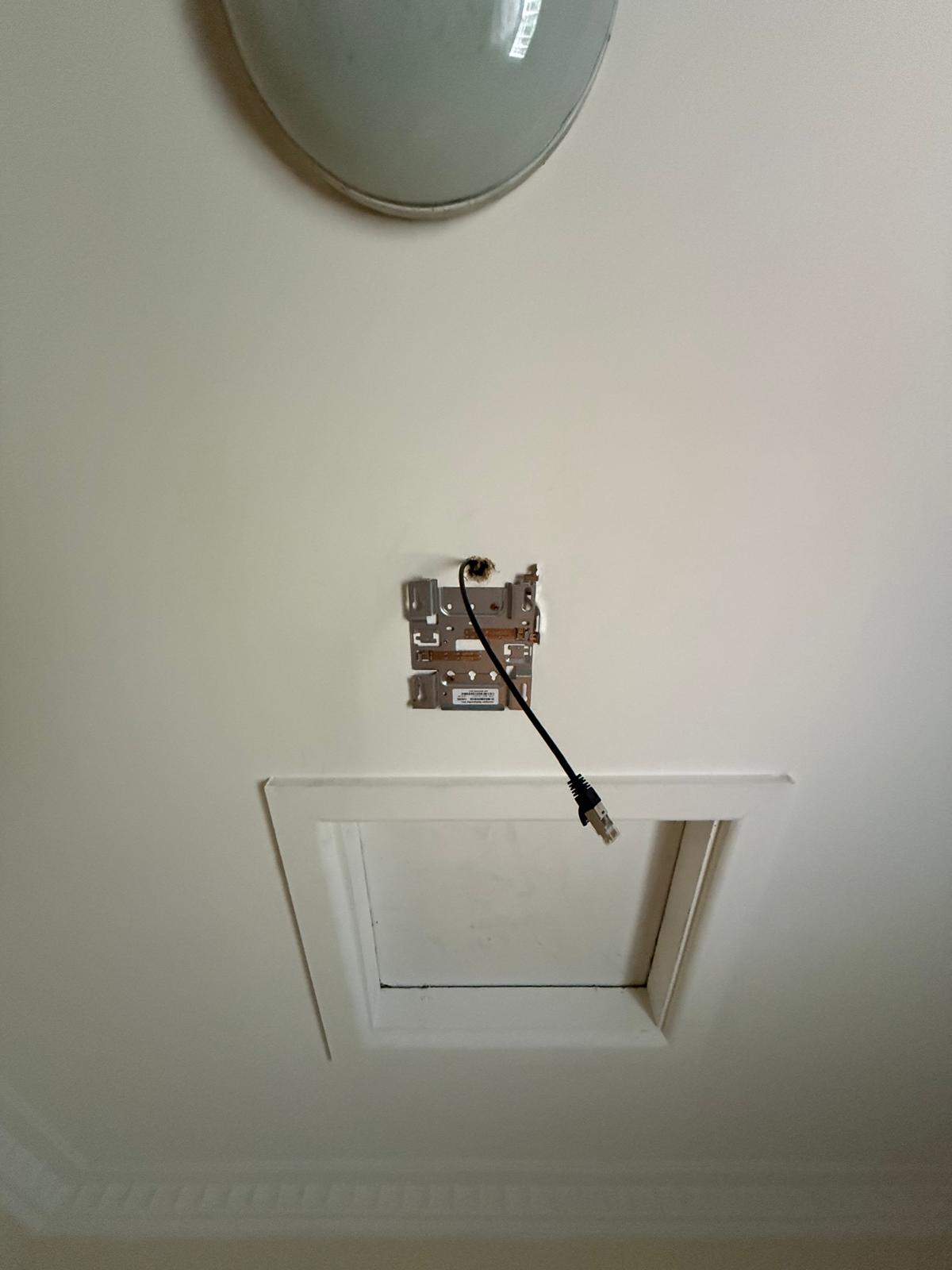 Ceiling data point with ethernet cable